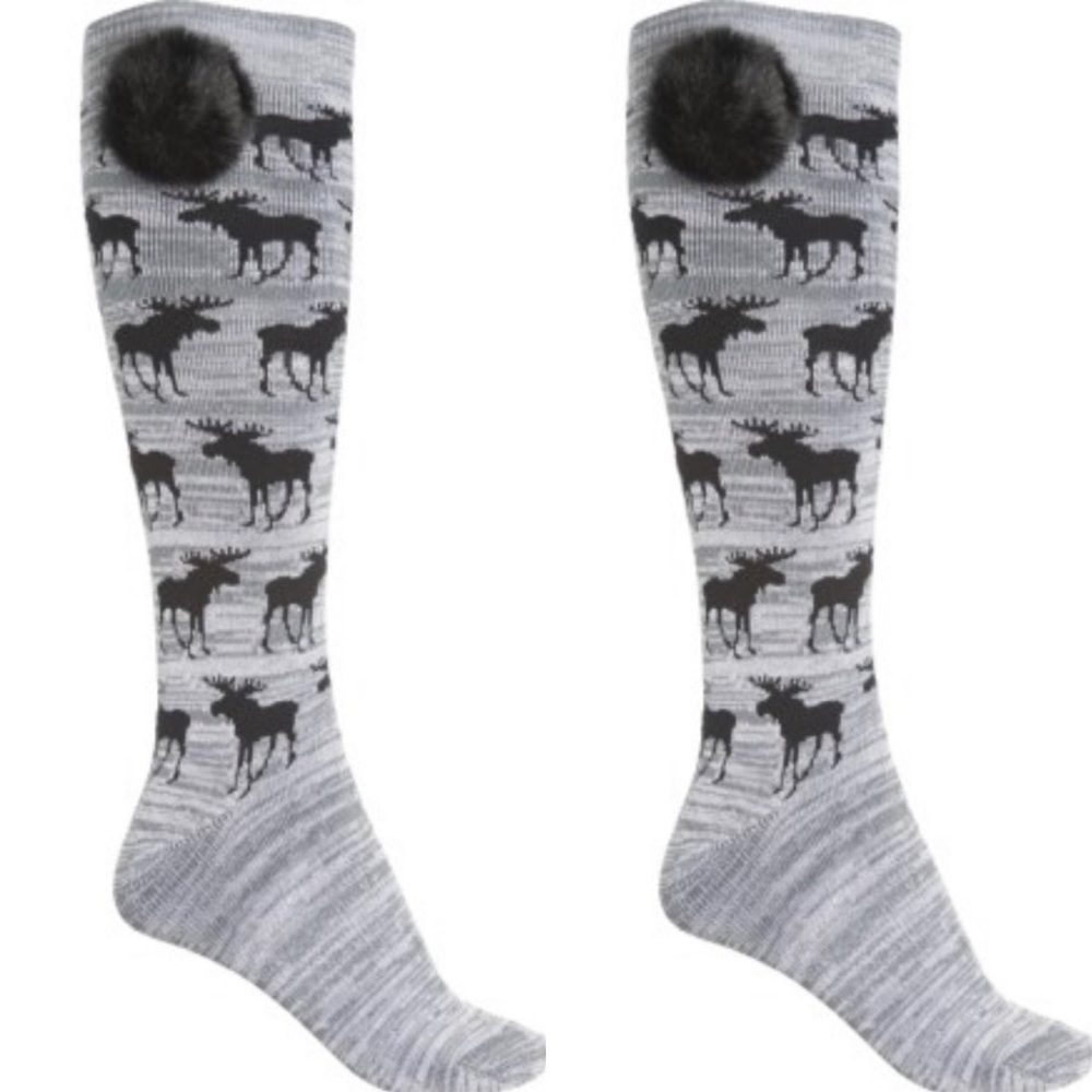 Born Full Cushion Moose Print Socks - Over the Calf